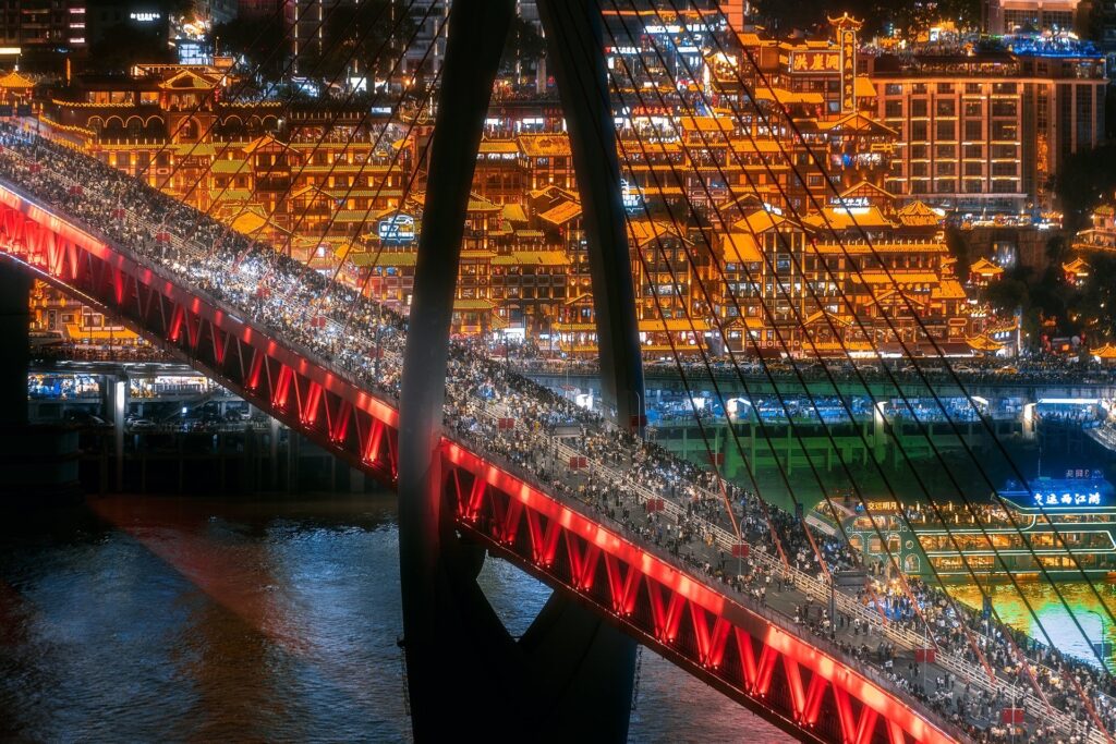Hongya Cave5 Hongya Cave exterior view and night skyline from outside