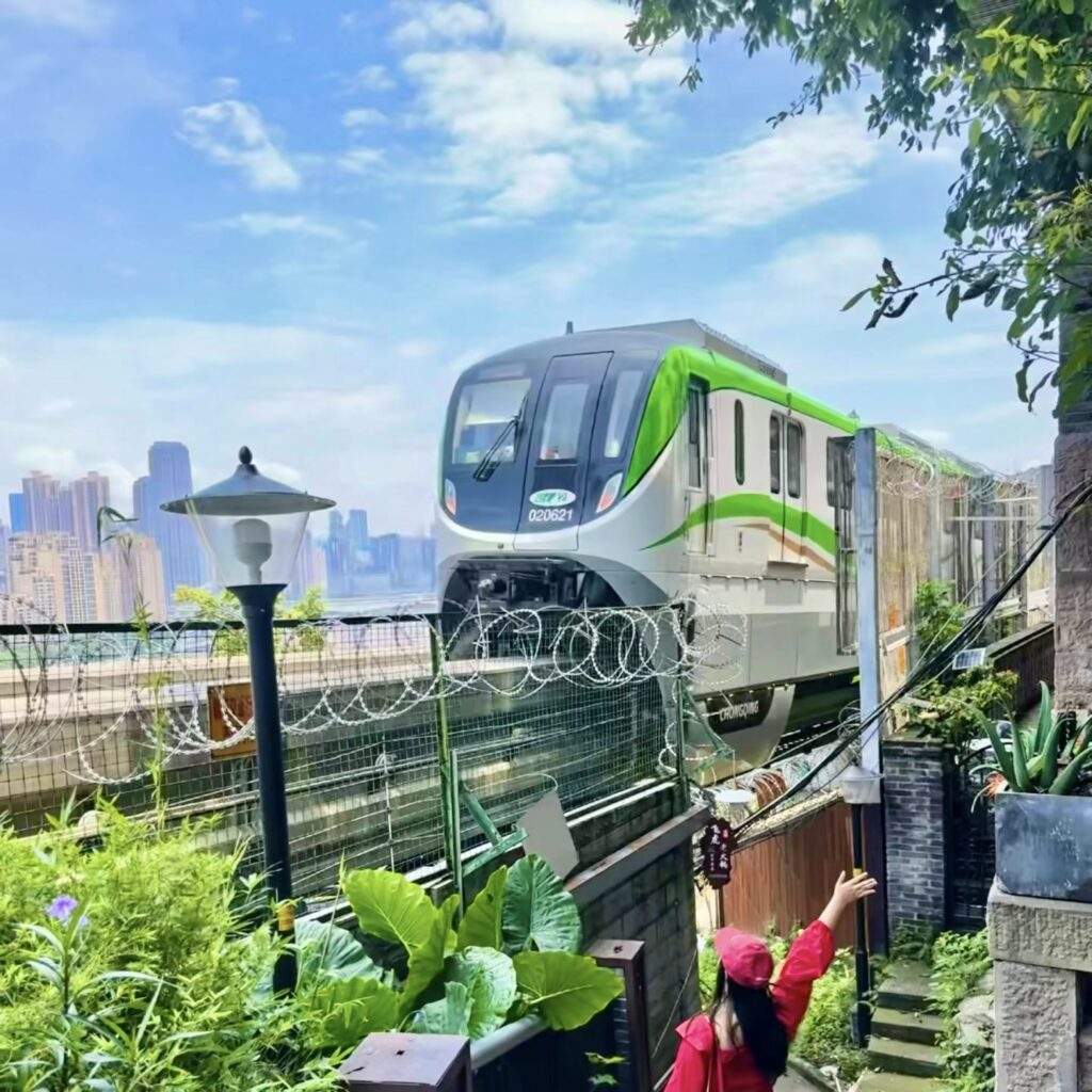 Chongqing Metro Line 2 passing through Yuzhong District near Jiefangbei