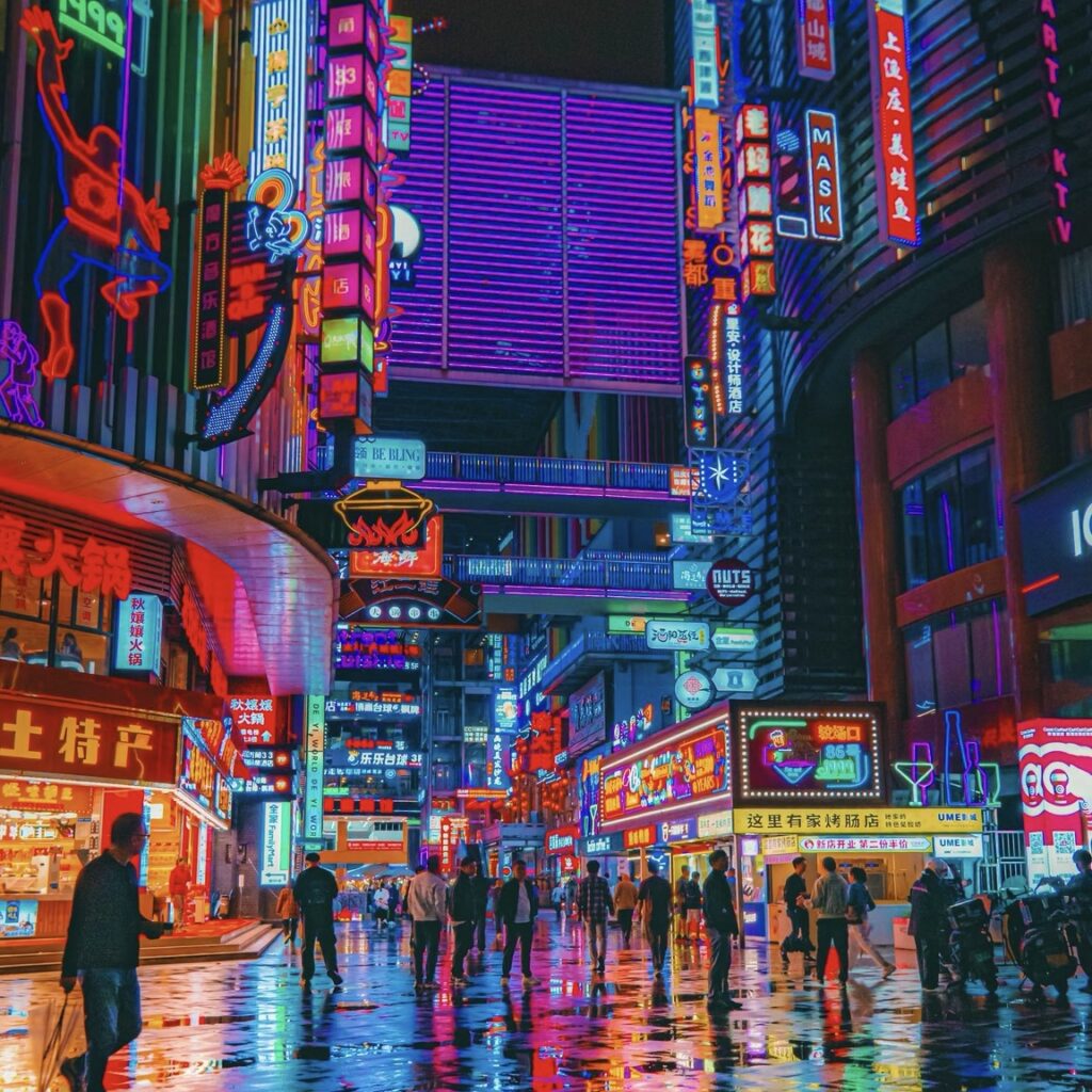 Jiefangbei Pedestrian Street cyberpunk night view