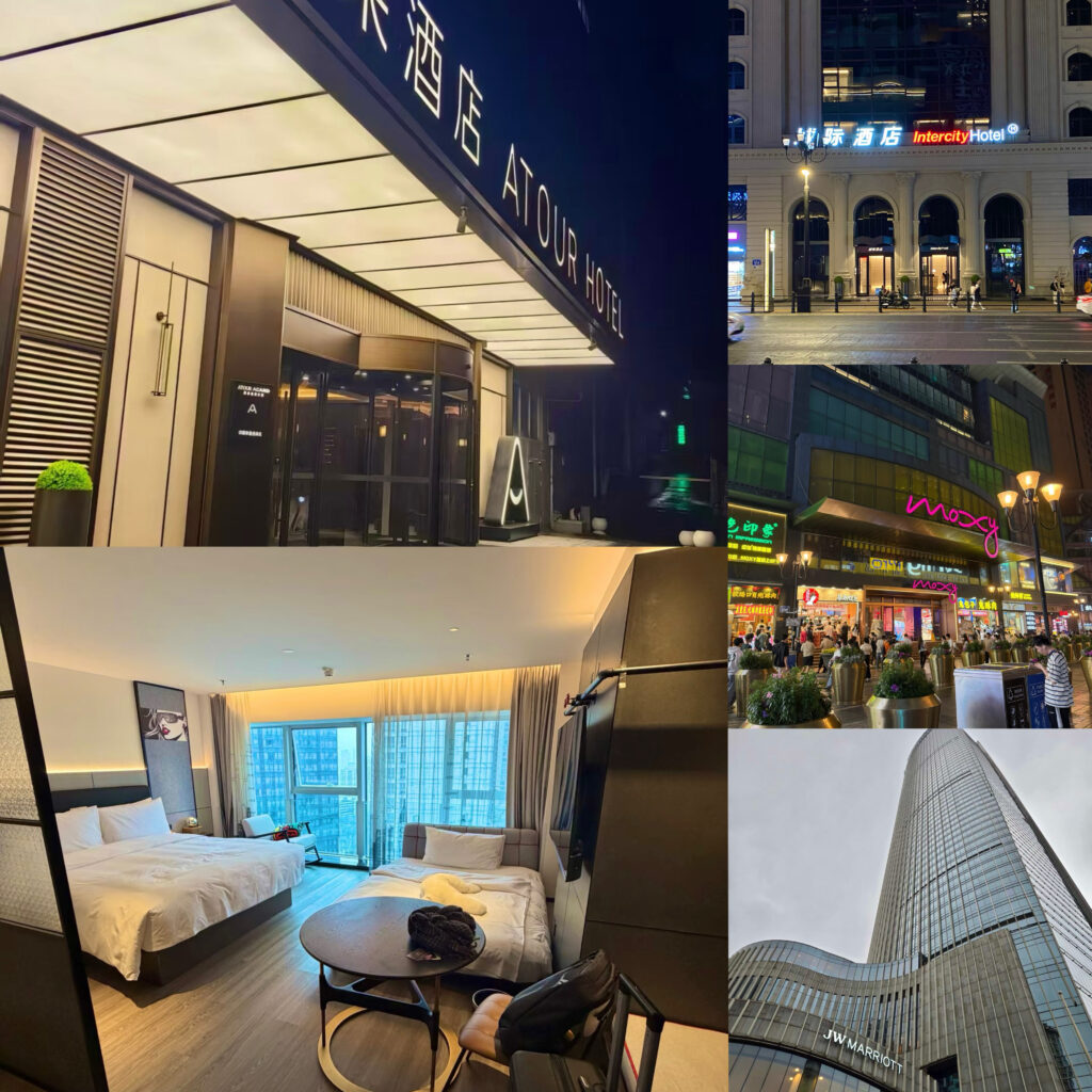 High-rise hotels around Jiefangbei Pedestrian Street