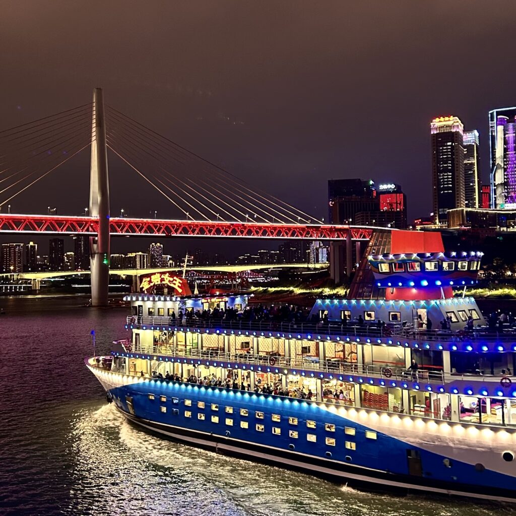 Chongqing Yangtze River Cruise at night.